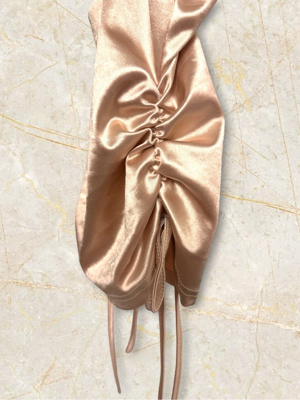 ✨MIX&MATCH: 4 FOR $25✨ ✨ Champagne Satin Ruched Cami | Side Tie - Picture 4 of 5